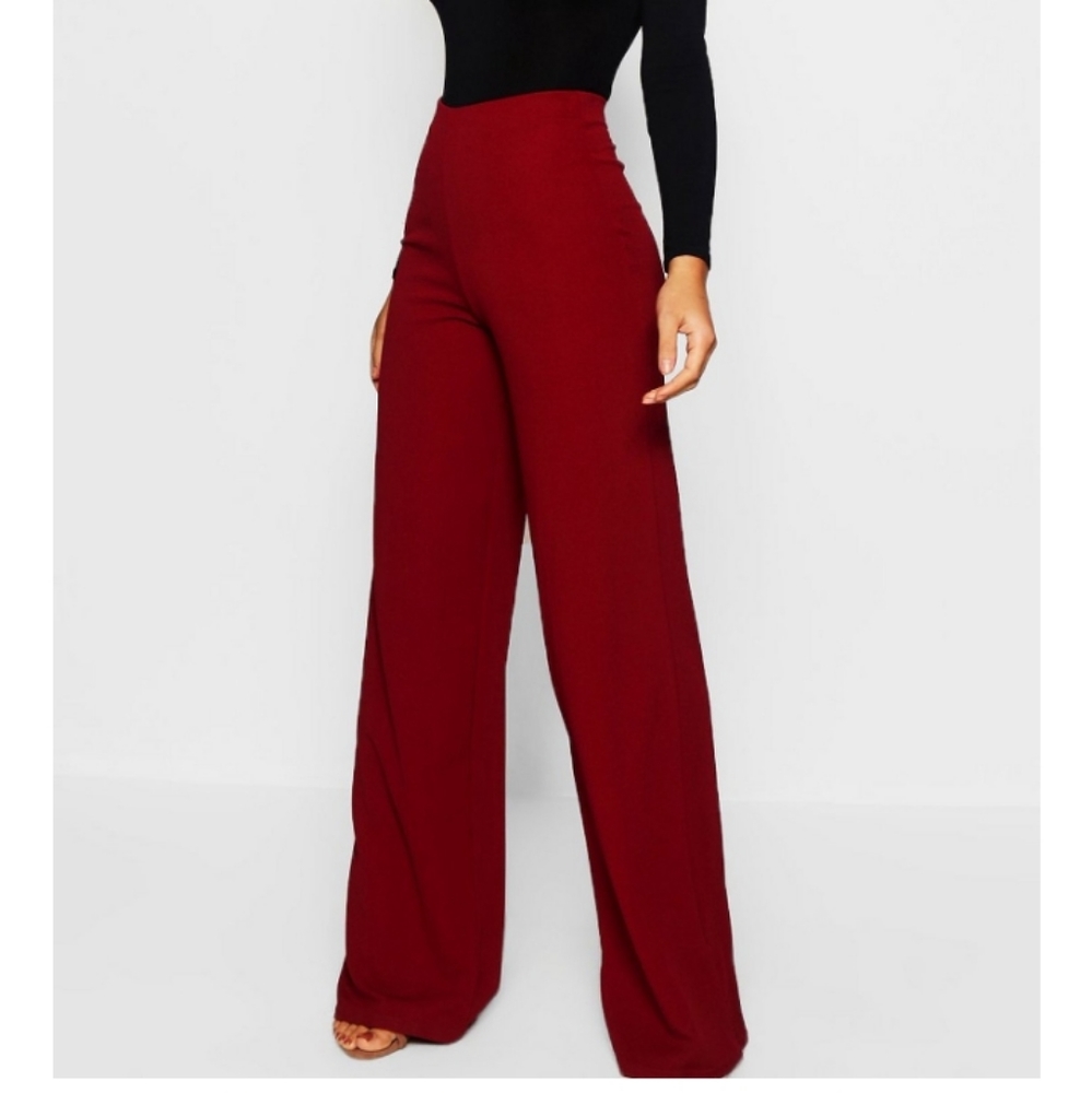 NWT High Waist Basic Crepe Wide Leg Pants